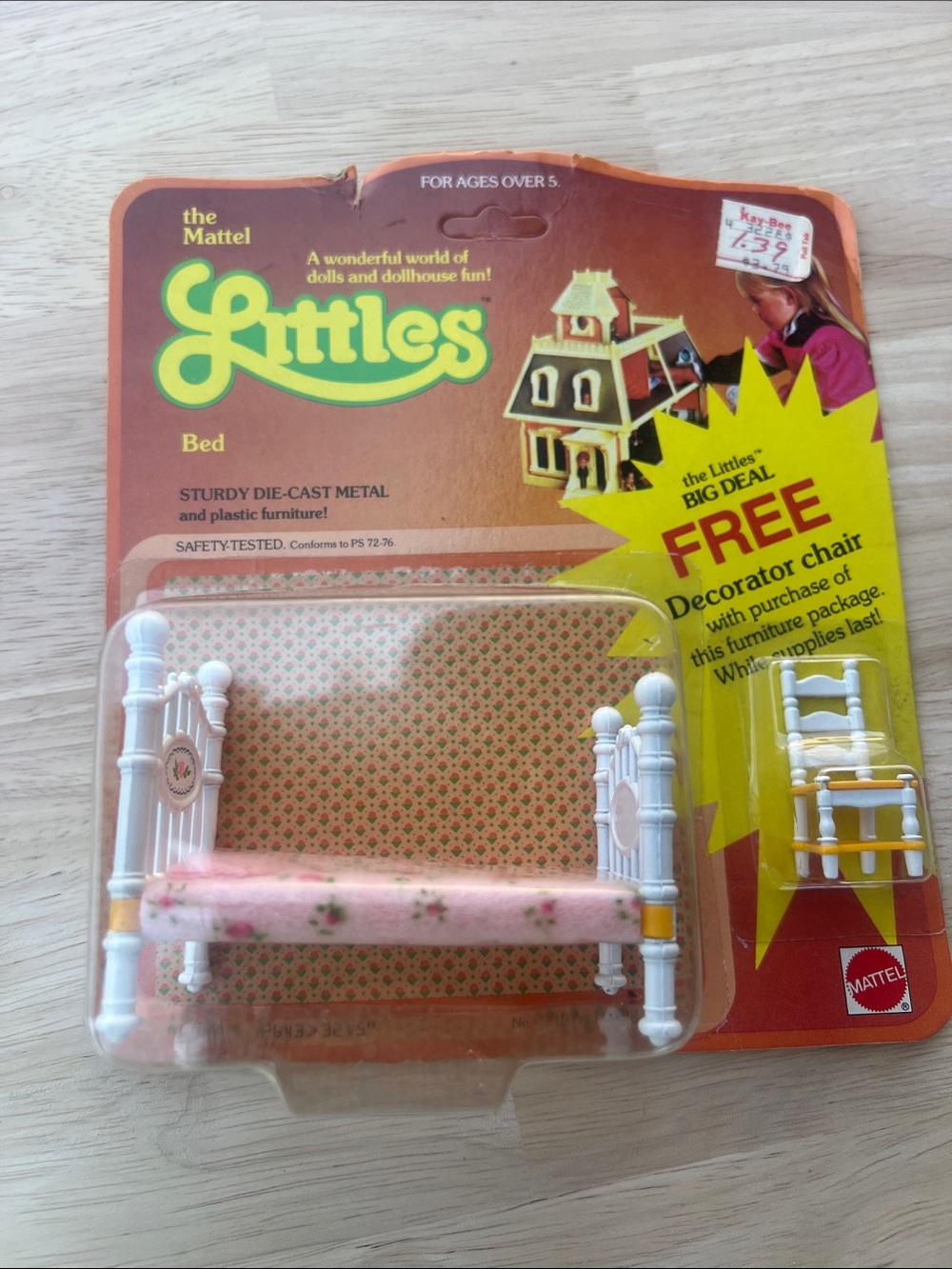 Mattel Littles White and Pink Floral Doll Bed
